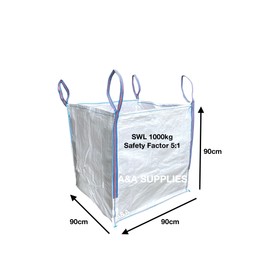 A&A SUPPLIES UK A&A SUPPLIES UK 1 Tonne FIBC Bulk Builders Bag - 90x90x90cm, Heavy Duty Bulk Garden Waste, 1000kg SWL, Industrial Material (1 Bag)