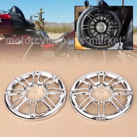 Unbranded Chrome 3D Rear Speaker Trim Grill Cover for Harley Touring Road Tri Glide FLHT/X