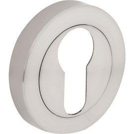 Designer Levers - Euro Lock Keyhole - Door Escutcheon - Screw-on Rose - Brushed Nickel - 1 Pair - Fixings Included