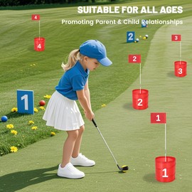 MILBOPAX Golf Bucket Yard Game 6-Hole Set, Portable Outdoor Yard Game for Family and Adults, Golf Chipping Practice for Lawn, Beach, Camping, Park