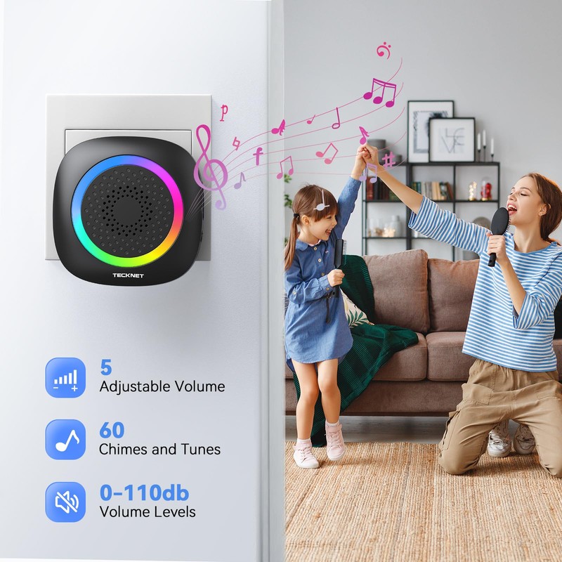 TECKNET Wireless Doorbell, Plug in Door Bells Wireless Cordless with