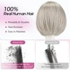 EMMOR Human Hair Toppers with Bangs for Women Side Part