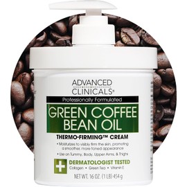 Advanced Clinicals Green Coffee Bean Oil Thermo-firming Body Cream 16oz Spa Size