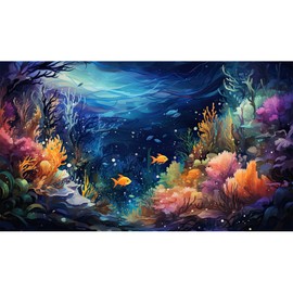 Ocean Floor Aquarium Background Underwater Coral Reef and Fishes Landscape Fish Tank Backdrop Decor Underwater Coral Reef Aquarium Backdrop Tropical Life Theme Terrarium Background Decor 24x16in