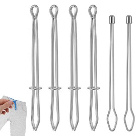 6 Pcs Cord Threader Tool Bodkin Sewing Tool Drawstring Threader Metal Bodkin for Reinserting Lost Drawstrings Draw String Easy Quick Insert for Sweatpants Hoodies Trunks Sweatpant Pants
