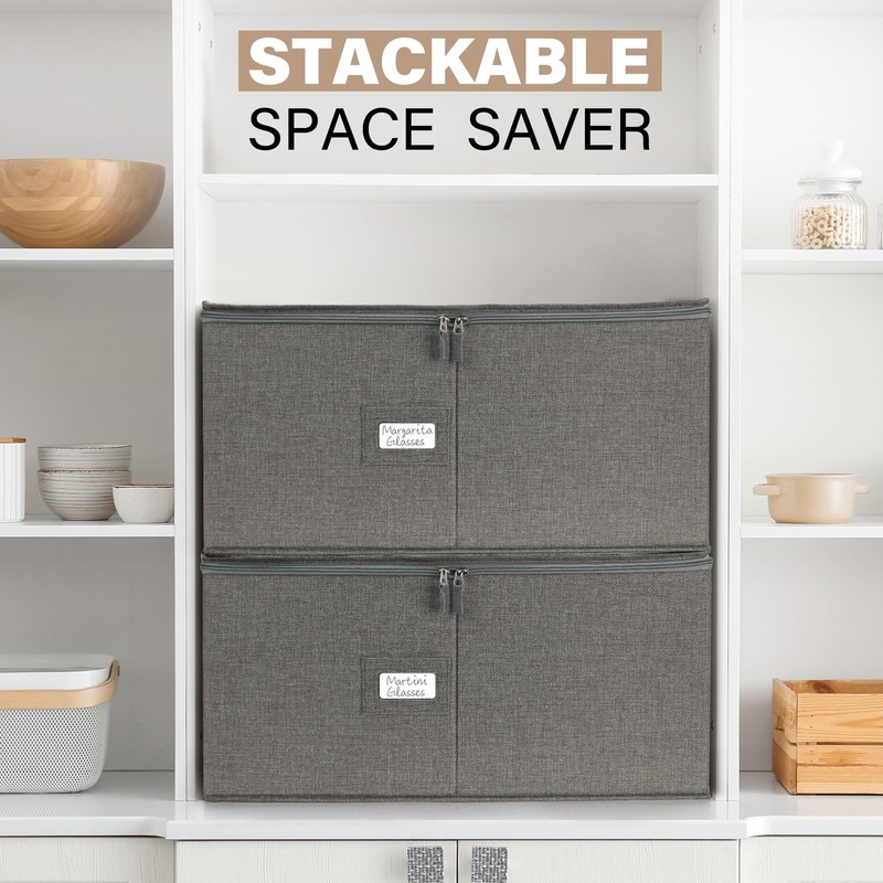 LotFancy Stemware Storage Container for Moving, Hard Shell, Wide Wine