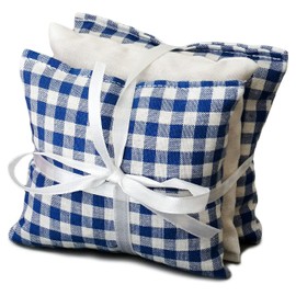 Sage Scented Pillow Herb Cushion Set of 3 9 x 9 cm Blue / White / 100% Pure Sage Aroma Cushion