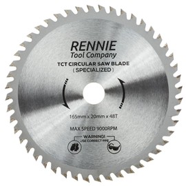 Rennie Tool 165mm x 20mm x 48T TCT Cordless Circular Wood Saw Blade. Fits Bosch Makita Ryobi Dewalt DC390, DWE007, DCS391, DC391N Circular Saws etc, Thin Kerf 165mm Cordless Circular Wood Saw Blade