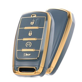 ELOHEI Key Fob Cover for Dodge Ram, Premium Soft Full Protection Key Fob Case for 2019 2020 2021 2022 Dodge Ram 1500 Accessories, 4 Buttons (Gray)