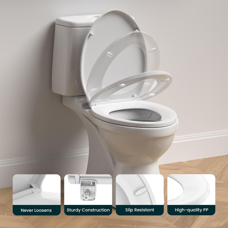 R&T Toilet Seat Round B1099, Heavy-Duty up to 440 lbs,