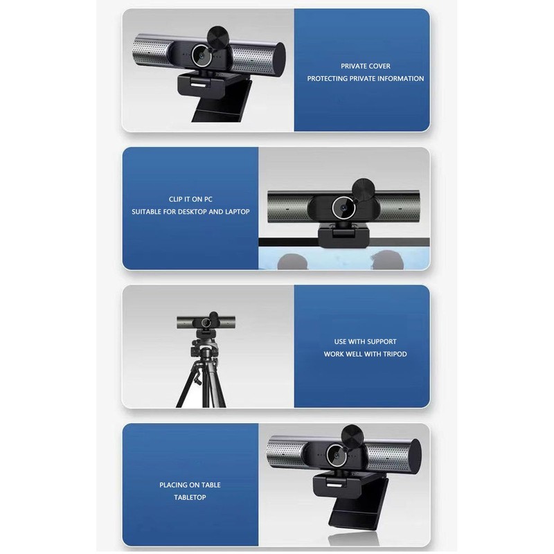 2K 30fps Webcam with Mic and Speaker, Auto Focusing Streaming