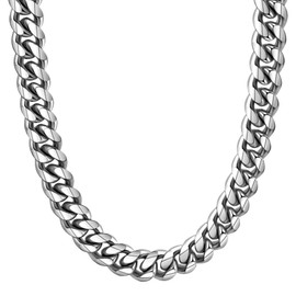 Stainless Steel Cuban Chain Necklace Hip Hop Rapper Jewelry 12MM 22Inch Fashion Men's Jewelry
