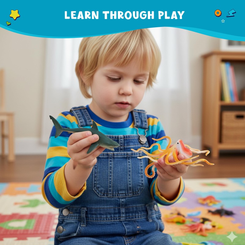 Get Ready Kids Ocean Animal Playset – 6 Realistic Sea