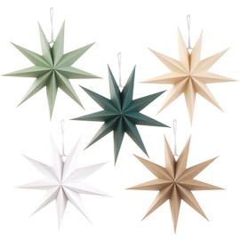 Sunbeauty Paper Star Decorations, Set of 3, Foldable Stars, Christmas Star Decoration