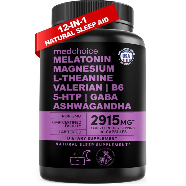 MedChoice 12-in-1 Melatonin Sleep Capsules - Natural Sleep Aids for