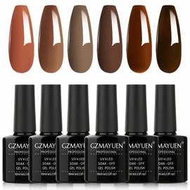 GZMAYUEN Braun Gel Nagellack 6 Farben Farbgel für Gelnägel Herbst Braun UV Schellack Nagellack Braun UV Gel Lack Braun Gel Nail Polish 10ML