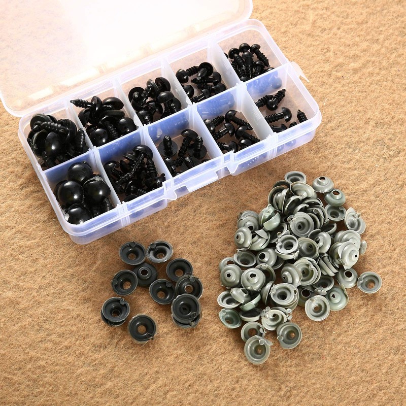 Dophee 100Pcs Plastic Safety Eyes Black