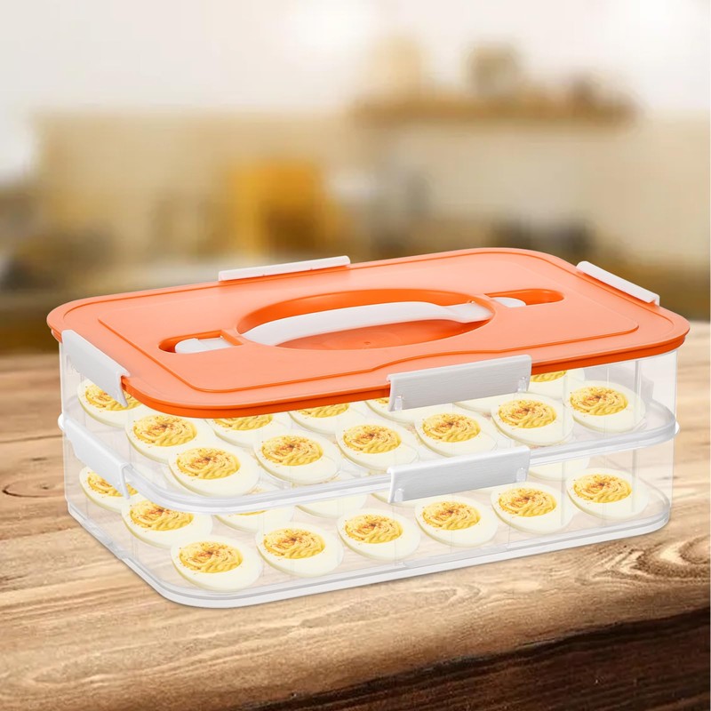 2-Layer Deviled Egg Containers with Lid, 36 Slots Plastic Detachable