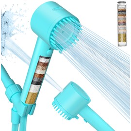 Cobbe Filtered Shower Head with Handheld, High Pressure 5-mode Showerhead with Filters, Built-in Power Wash for Hard Water - Remove Chlorine - Reduces Dry Itchy Skin, Emerald green