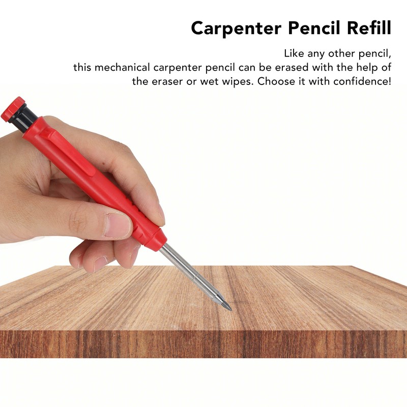 Mechanical Carpenter Pencil Kit Built in Sharpener 2.8mm Refills Woodworking