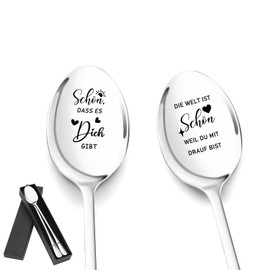 Schön, Dass Es Dich Gibt, Jahrestag Geschenk für Ihn Sie 2 Stück Kaffeelöffel mit Gravur Geschenke für Freundin Mama Oma Lehrer Kollegen Geburtstagsgeschenk Hochzeitsgeschenk Jahrestagsgeschenk