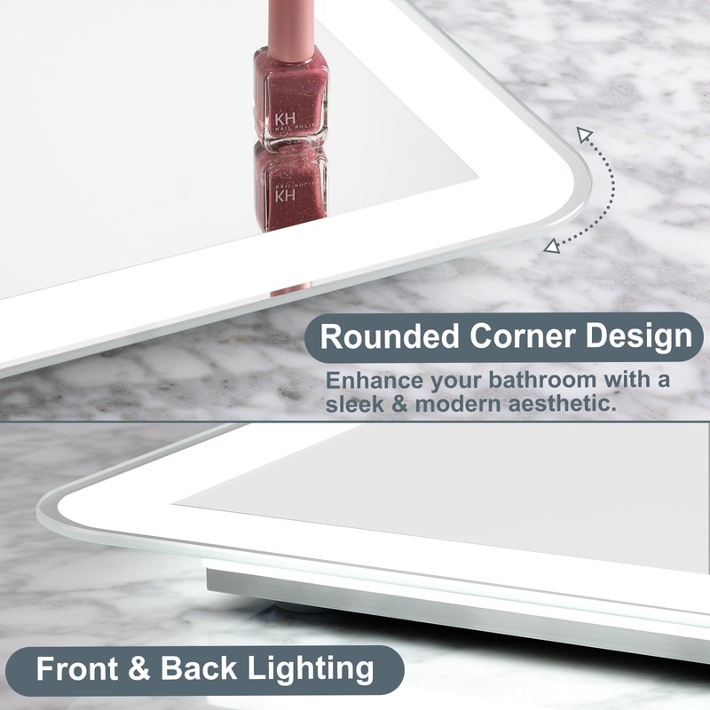 TIFULLHOME 16x24 LED Mirror for Bathroom, Backlit & Front Lights,