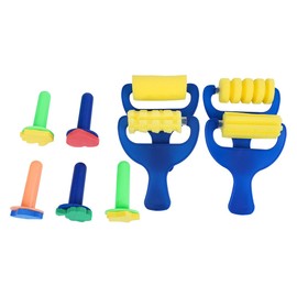 Ieron 5 Pcs Paint Sponge stamp,4 Pcs Roller brush,Foam Brushes Sponge Paint Brushes Assorted Foam Paint Brushes Paint Stamp Craft Sponges for Painting Drawing