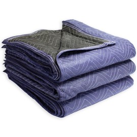 PackRite Deluxe Moving Blanket Pad, Quilted Blue 72"x80" 3 Pack