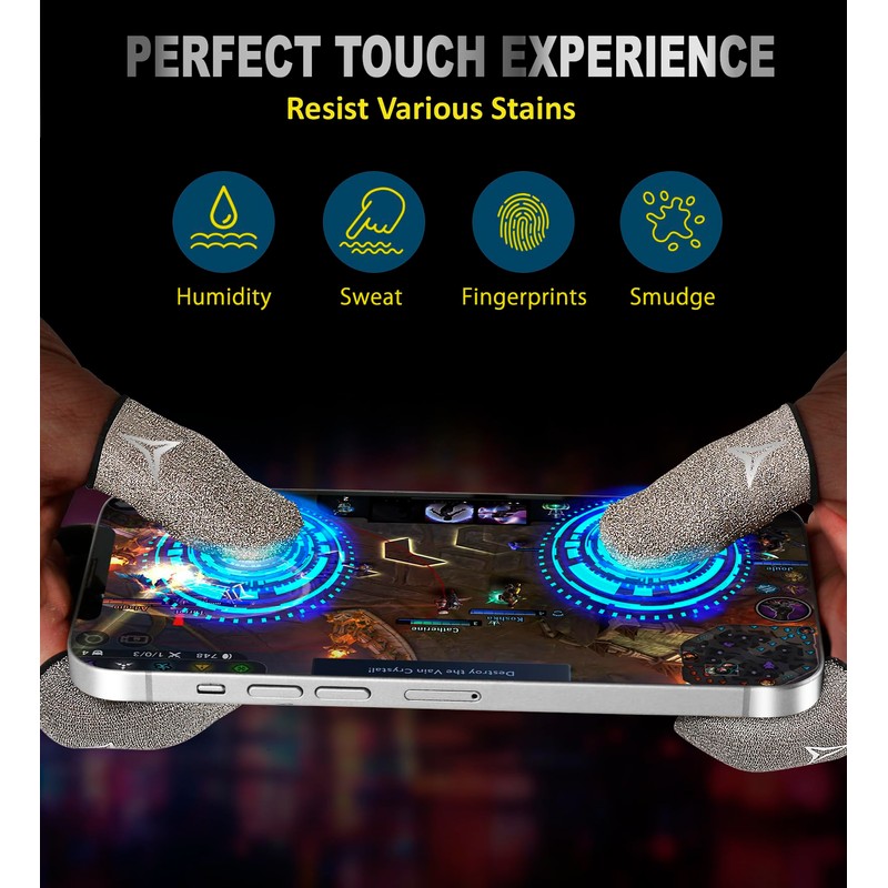 Professional Pure Silver Fiber Finger Sleeves Gloves for Mobile Gaming