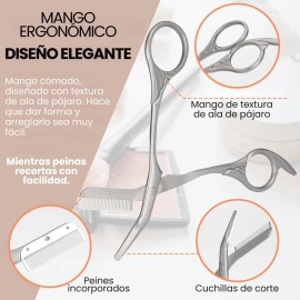 Kit Diseño Recorte Tijera Corte Cejas Peine Cepillo Beauty F