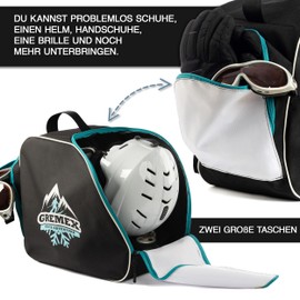 GREMEX Ski Boot Bag with Helmet - Waterproof Ski Boot Bag with Helmet Compartment - Bag for Ski Boots and Helmet - Titanium Stitching Ski Boot Backpack with Helmet Compartment - Durable Bag Ski Boots