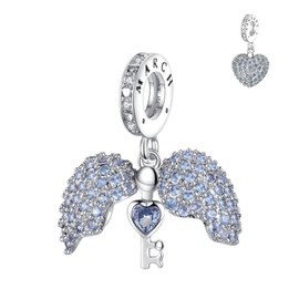 Annmors 925 Sterling Silver Birthstone Bead Charms for European Bracelets and Necklace Beads with 5A Cubic Zirconia, Christmas, Valentine's Day, Mother's Day, Gift Tag for Women and Girls, Sterling