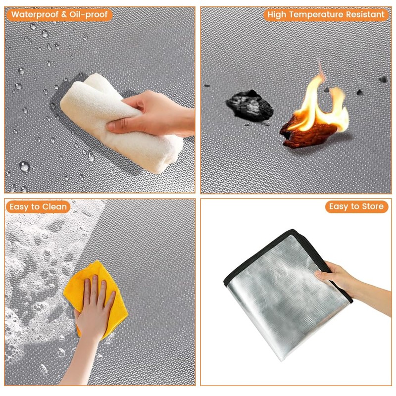 flintronic Fire Pit Mat, 100 x 100 cm, Fireproof Underlay,
