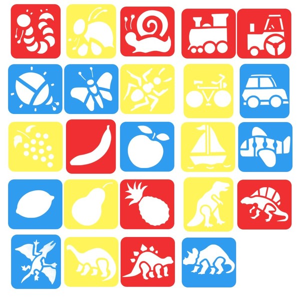 ONEBO Pack of 24 Reusable Hollow Painting Stencils, DIY Drawing