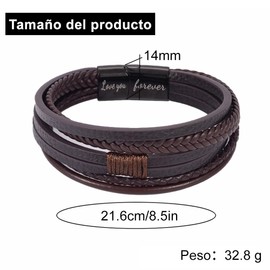 Pulsera de Cuero Hombre, Brazalete de Tejidas Hombre (Marrón)