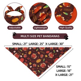 Gofshy Thanksgiving Dog Bandana Large 1PCS, Triangle Reversible Holiday Scarf for Boy and Girl, Fall Autumn Bibs Accessories for Medium Large Dogs Cats