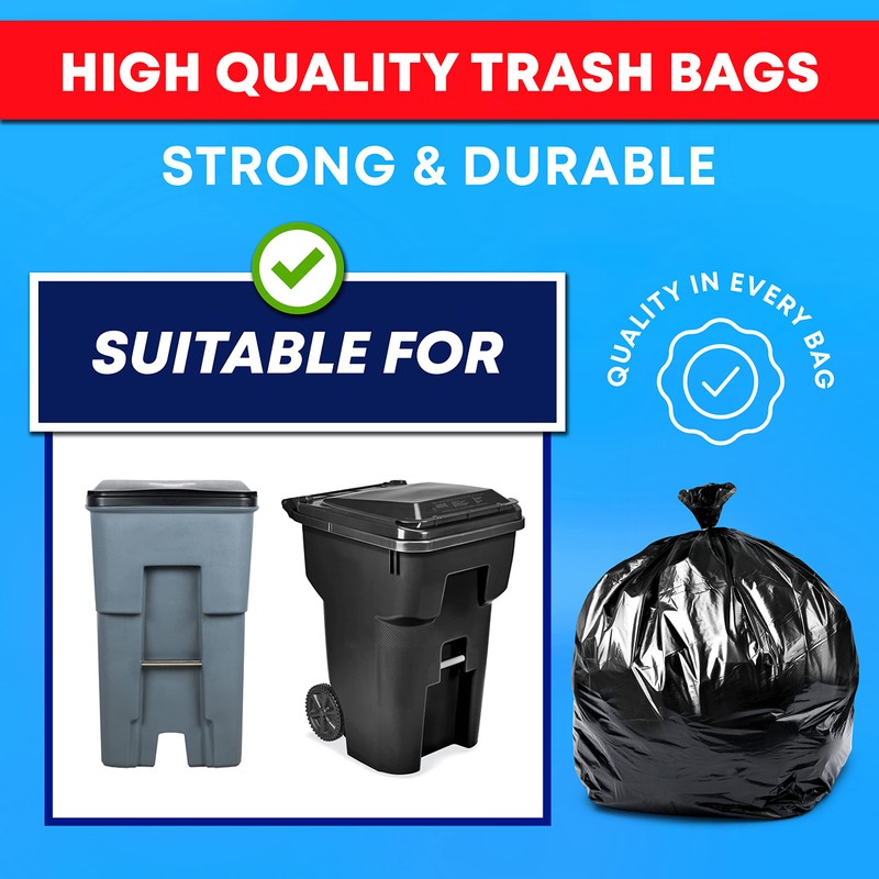 Tasker 95-96 Gallon Trash Bags Heavy Duty (Mega-Value 50/Bags w/Ties)