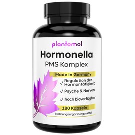 Hormonella 13-fold complex! 180 PMS capsules with myo-inositol goose fingerwort OPC acetly-L-carnitine monk pepper verbena women's coat and iron - vegan hormones balance capsules from plantomol®