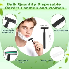 fafortune Fafortune Disposable Twin Blade Razors in Bulk, Individually Wrapped - Clear Safety Cap, For Homeless, Hotel, Airbnb, Travel (pack of 30,black)