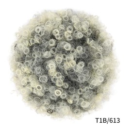 LEOSA High Puff Afro Ponytail Drawstring Short Afro Kinky Curly Pony Tail Clip in on Synthetic Curly Hair Bun Made of Kanekalon Fiber Puff Ponytail Wrap Updo Hair Extensions with Clips (T1B/613)