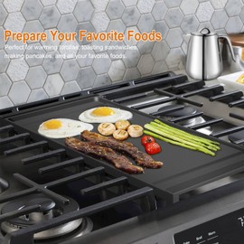 UPGRADED WB31X24738 Griddle Replacement for GE Appliance Gas Range Center Griddle,9 ×19.5 inch Griddle Compatible with GE Stove Parts, Cast Iron with Food Grade Nonstick Griddle Cooktop Plate Flat