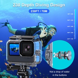 GOLRTRAL 230FT/70M Waterproof Case for GoPro Hero 13 12 11 10 9 Black, 230FT/70M Underwater Diving Housing Protective Case Action Camera Accessories