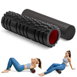 Krightlink Foam Roller High Density Foam Roller Set for Deep Tissue Muscle Massage, 18" Trigger Point Fitness Exercise Massage Roller, Self-Myofascial Release for Whole Body (Black)