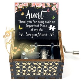 ukebobo Aunt Gifts from Niece, Thank You for Being Such an Important Piece Music Box, Aunt Birthday Day Gift, Thank You Gifts for Anut, You are My Sunshine Music Box-Flower Design-044