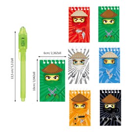 jiaoohoo Ninjaoo 12 UV Pens and 12 Notebooks, Children's Birthday Boy & Girl Party Bags, Children's Birthday Party Gifts, Advent Calendar & Small Gifts Children Ninjaoo Birthday Decoration