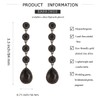 Vintage Black Rhinestone Statement Long Dangle Earrings,Wedding Bridal Elegant Crystal