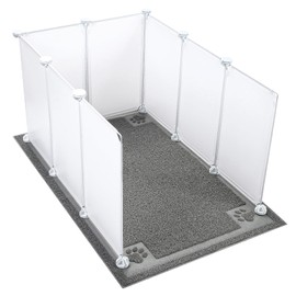 Essenhome Cat Litter Box Enclosure Splash Guard Extra Large 29.8L × 20.3W x 16.5H inch with Cat Litter Mat Easy Clean,NOT Included in Stainless Steel Litter Box and Metal Litter Scoop (White)