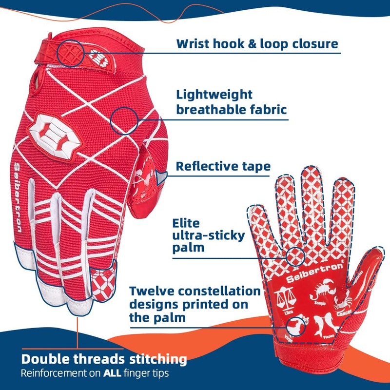 Seibertron Pro 3.0 Twelve Constellations Elite Ultra-Stick Sports Receiver Glove
