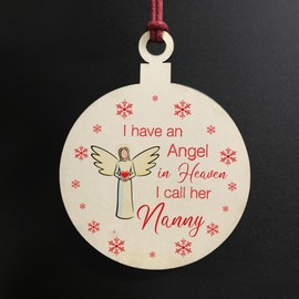 Red Ocean Remembrance Bauble Christmas Tree Decoration For Nanny Wooden Plaque Memorial Gifts For Nanny Keepsake