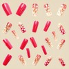 24Pcs Medium Press on Nails Square Fake Nails Red Full